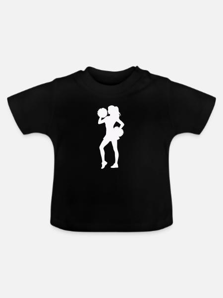 Cheerleader Silhouette mit Pompons - Baby Bio-T-Shirt mit Rundhals - Schwarz