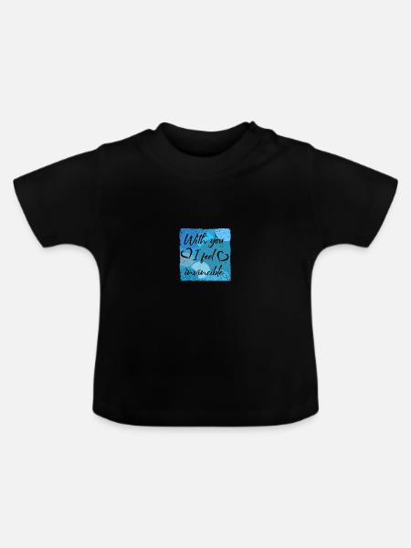 With you I feel invincible - Baby Bio-T-Shirt mit Rundhals - Schwarz