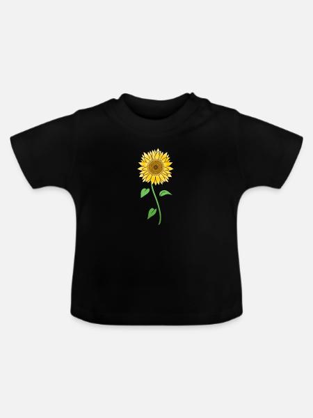 Sonnenblume - Baby Bio-T-Shirt mit Rundhals - Schwarz
