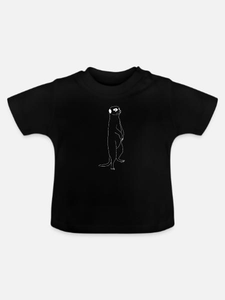 Erdmännchen lineart - Baby Bio-T-Shirt mit Rundhals - Schwarz
