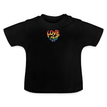 Love is Love Heart - Rainbow Pride Design - T-shirt bio col rond Bébé - noir - Devant