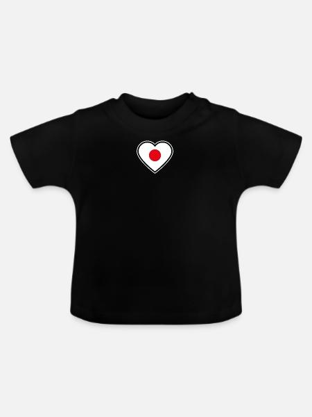 japan flagge herz - Baby Bio-T-Shirt mit Rundhals - Schwarz