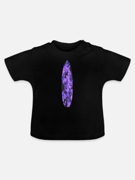 Surfboard mit blauen Flammen - Baby Bio-T-Shirt mit Rundhals - Schwarz