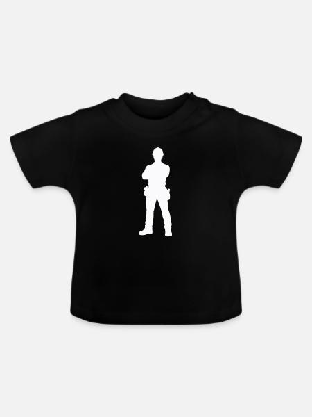 Bauarbeiter Bau Silhouette - Baby Bio-T-Shirt mit Rundhals - Schwarz