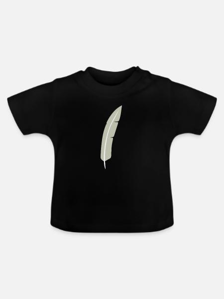 Feather Arc Minimalistischer Druck - Baby Bio-T-Shirt mit Rundhals - Schwarz