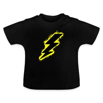 Bolt lightning yellow and black outline - Baby Organic T-Shirt with Round Neck - black - Front