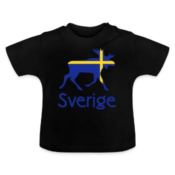 Elch Schweden Skandinavien - Baby Bio-T-Shirt mit Rundhals - Schwarz - Vorne