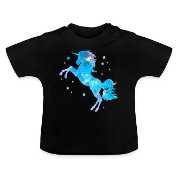 Licorne galaxy - T-shirt bio col rond Bébé - noir - Devant
