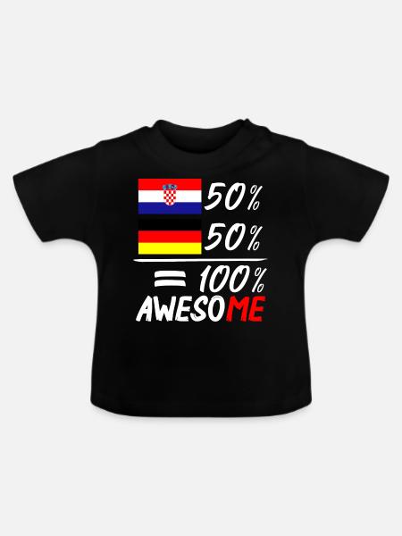 50% Kroatisch 50% Deutsch - Baby Bio-T-Shirt mit Rundhals - Schwarz
