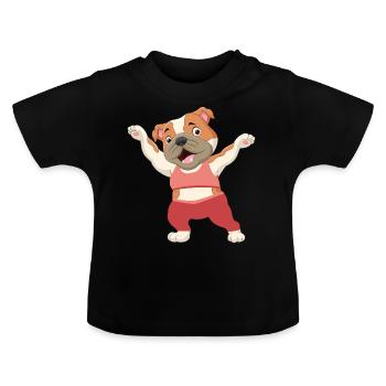 Hund Fitness Gym Sport Dog - Baby Bio-T-Shirt mit Rundhals - Schwarz - Vorne