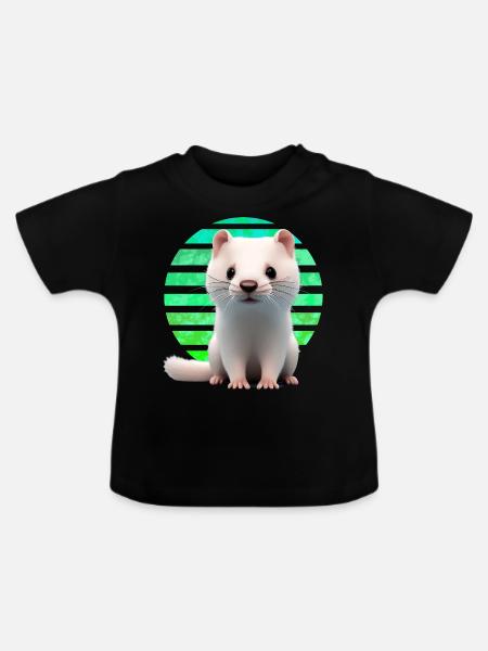 Frettchen Sonnenuntergang - Baby Bio-T-Shirt mit Rundhals - Schwarz