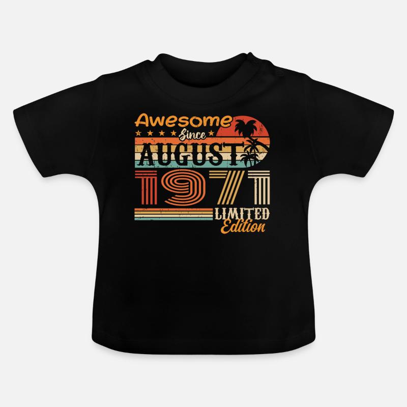 1971 Août Idée cadeau Août 1971 - T-shirt bio col rond Bébé - noir