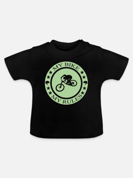 Biken Ebike Bike - Baby Bio-T-Shirt mit Rundhals - Schwarz