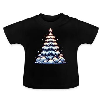 Weihnachtsbaum Schnee Weihnachtsstern Weihnachten - Baby Bio-T-Shirt mit Rundhals - Schwarz - Vorne