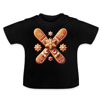 Ski Plätzchen Lebkuchen Weihnachten Skipiste - Baby Bio-T-Shirt mit Rundhals - Schwarz - Vorne