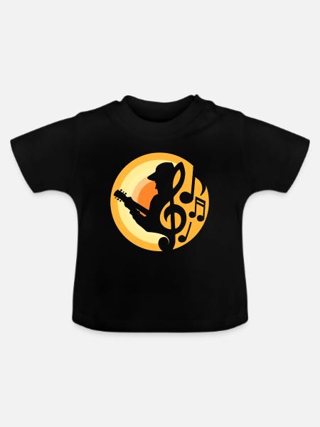 Gitarren-Spieler - Baby Bio-T-Shirt mit Rundhals - Schwarz