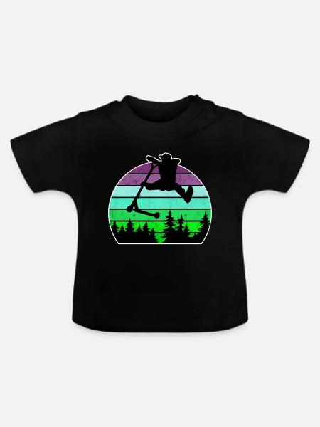 Escooter Scooter Stunt - Baby Bio-T-Shirt mit Rundhals - Schwarz