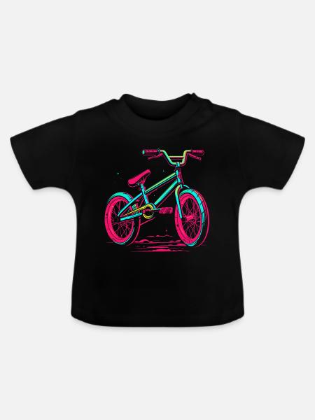 BMX Fahrrad Vaporwave - Baby Bio-T-Shirt mit Rundhals - Schwarz