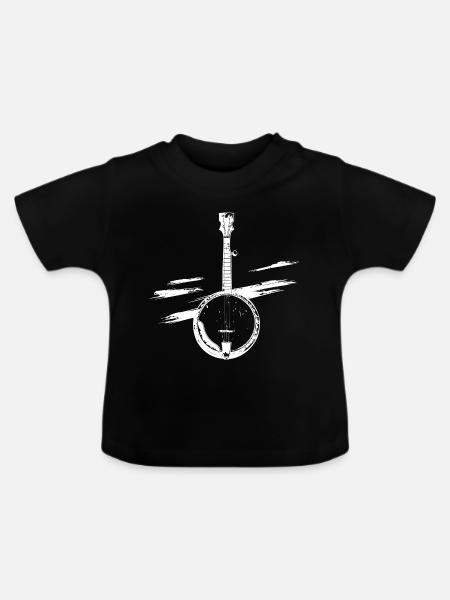Banjo Skizze - Baby Bio-T-Shirt mit Rundhals - Schwarz
