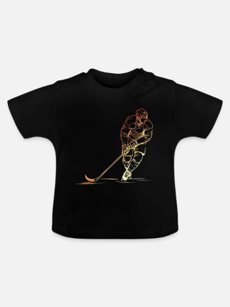 Retro Eishockeyspieler - Baby Bio-T-Shirt mit Rundhals - Schwarz