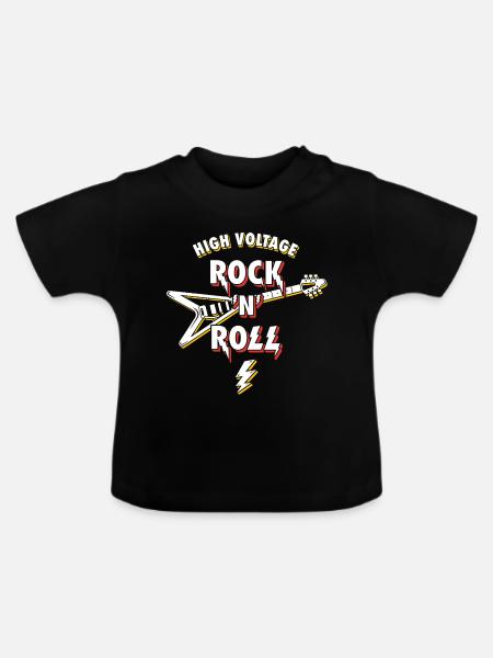 Hochspannungs-Rock'n'Roll-Gitarre - Baby Bio-T-Shirt mit Rundhals - Schwarz