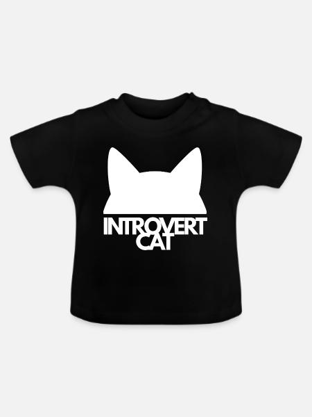 Introvertierte Katzensilhouette - Baby Bio-T-Shirt mit Rundhals - Schwarz