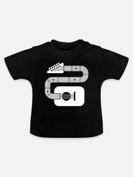 Abstrakte Formgitarre - Baby Bio-T-Shirt mit Rundhals - Schwarz