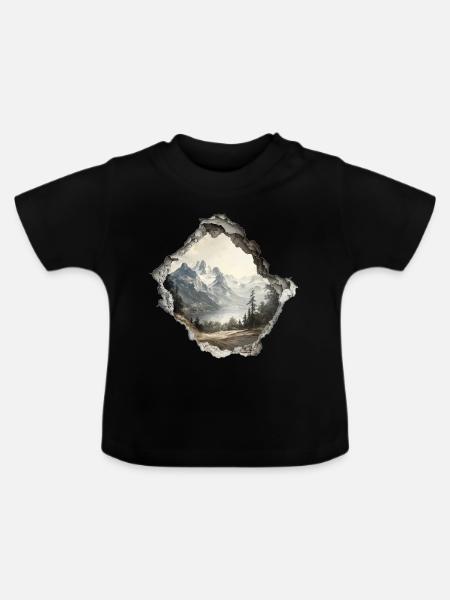 Berge Wandern - Baby Bio-T-Shirt mit Rundhals - Schwarz