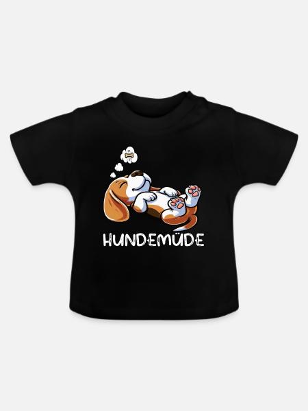 Hundemüde Beagle Beaglebesitzer Beaglehalter - Baby Bio-T-Shirt mit Rundhals - Schwarz