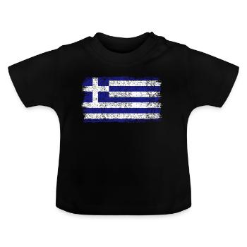 Drapeau grec Grèce Drapeau grec - T-shirt bio col rond Bébé - noir - Devant