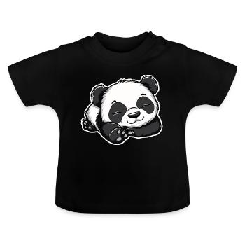 Bébé Panda endormi - T-shirt bio col rond Bébé - noir - Devant