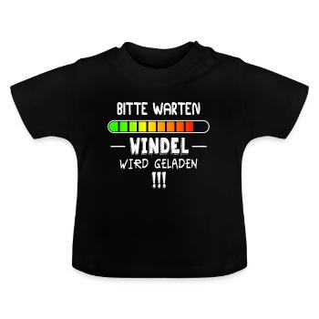 Windel wird geladen - Baby Bio-T-Shirt mit Rundhals - Schwarz - Vorne