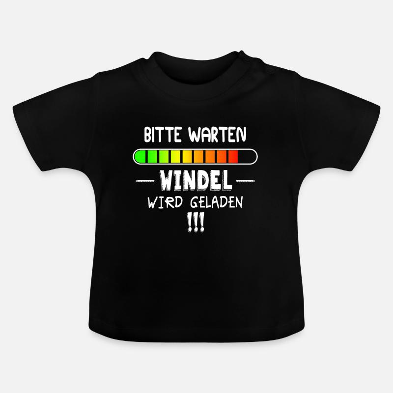 Windel wird geladen - Baby Bio-T-Shirt mit Rundhals - Schwarz