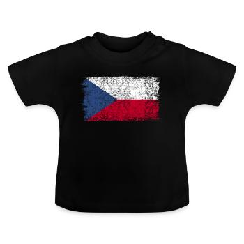Drapeau tchèque République tchèque - T-shirt bio col rond Bébé - noir - Devant