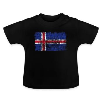 Iceland Flag Iceland Icelandic Flag - Baby Organic T-Shirt with Round Neck - black - Front
