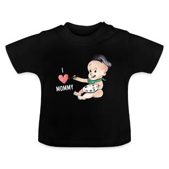 J'aime ma maman peintre bébé - T-shirt bio col rond Bébé - noir - Devant