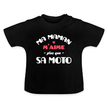 Ma Maman m'aime plus que sa Moto - T-shirt bio col rond Bébé - noir - Devant