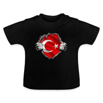 Drapeau de Turquie Utilisé Look Drapeau Turc Vintage - T-shirt bio col rond Bébé - noir - Devant