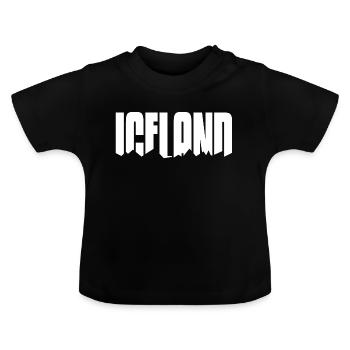 Island Iceland Geysir Fjord Volcano - Baby Organic T-Shirt with Round Neck - black - Front