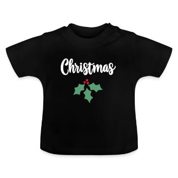 Houx de Noël - T-shirt bio col rond Bébé - noir - Devant