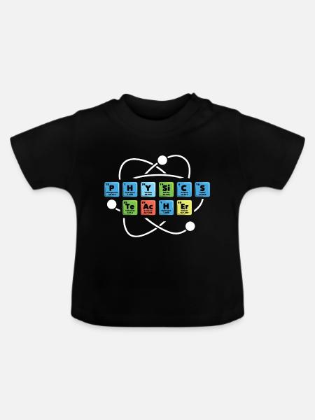 Profesor de física profesor de química - Camiseta orgánica para bebé con cuello redondo - negro