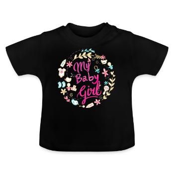 idée de cadeau naissance bébé enfant né naissance - T-shirt bio col rond Bébé - noir - Devant