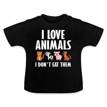 Végétarien végétarien végétarien - T-shirt bio col rond Bébé - noir - Devant