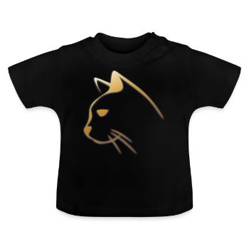 golden cat - Baby Organic T-Shirt with Round Neck - black - Front