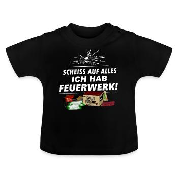 Pyro .. auf alles Ich hab Silvester Feuerwerk - Baby Bio-T-Shirt mit Rundhals - Schwarz - Vorne