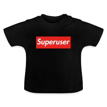 super-utilisateur - T-shirt bio col rond Bébé - noir - Devant
