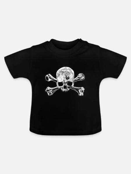 Skull and Bones - skulls and crossbones - Baby Organic T-Shirt with Round Neck - black