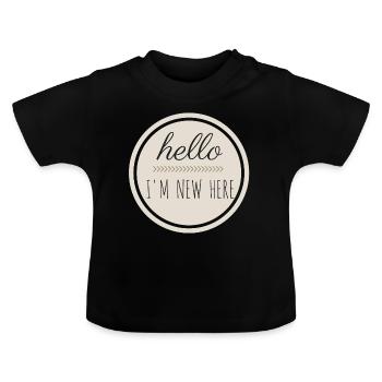 bonjour je suis nouveau ici - T-shirt bio col rond Bébé - noir - Devant