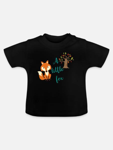 A little Fox - Baby Organic T-Shirt with Round Neck - black