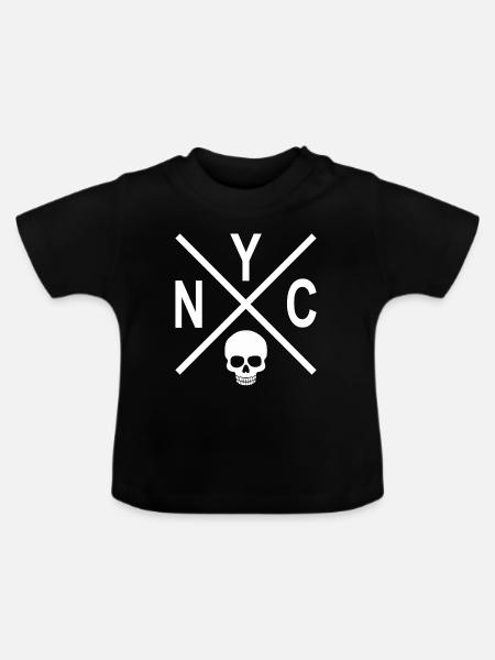 NYC Skull - Baby Bio-T-Shirt mit Rundhals - Schwarz